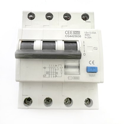 CE Cee Norm CG4425030 25A 25 Amp 30mA RCD 4 Pole Circuit Breaker Type AC